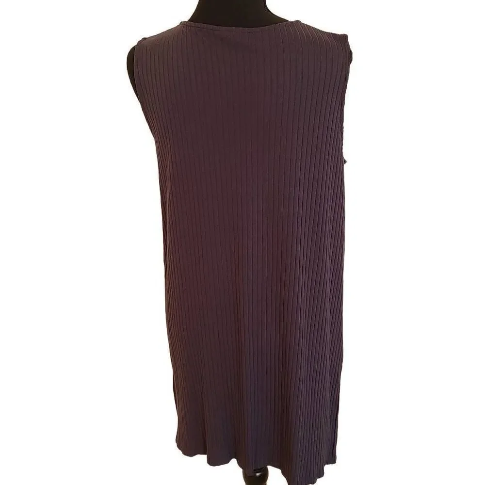 J Jill Womens Ribbed Sleeveless Shift Grey Casual Dress Medium Petite